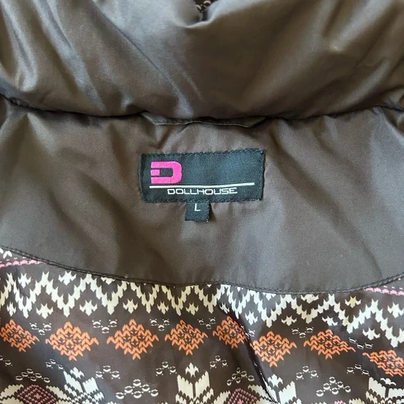 Dollhouse Chocolate Puffer Coat with Faux Fur Hood - Picture 3 of 6